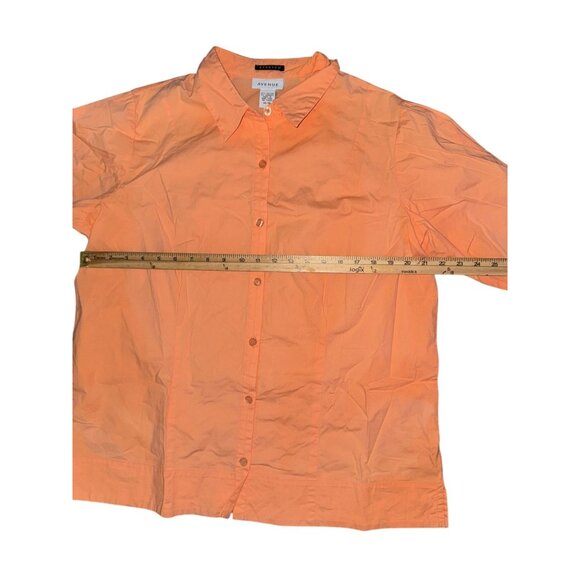 Womens Stretch Button-Up Shirt 3/4 Sleeves Peach Orange Avenue Size 14/16 Cotton - Picture 5 of 6